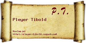 Pleyer Tibold névjegykártya
